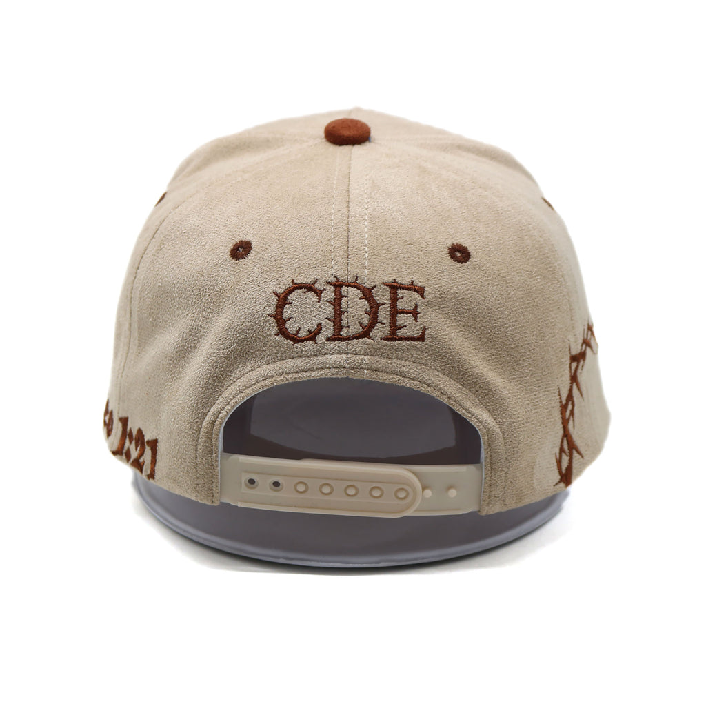Yeshua Hat - Suede Adjustable Snapback Cap - Tan/Brown